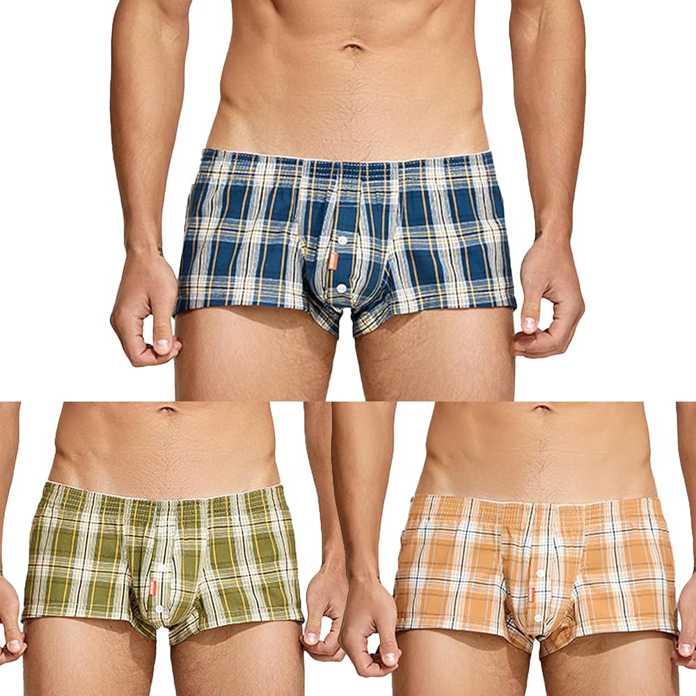 Faringoto Men's Sexy Low Rise Boxing Shorts Striped